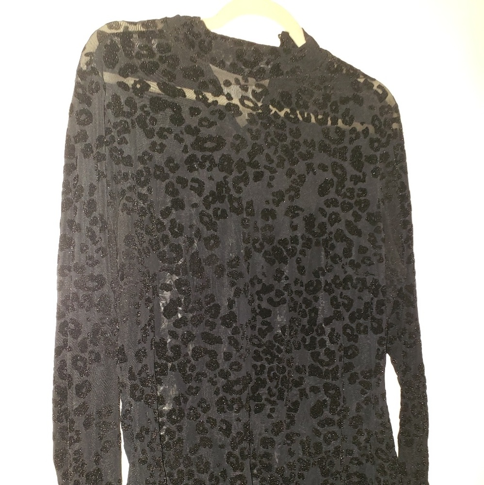 Lane Bryant black leopard mesh top